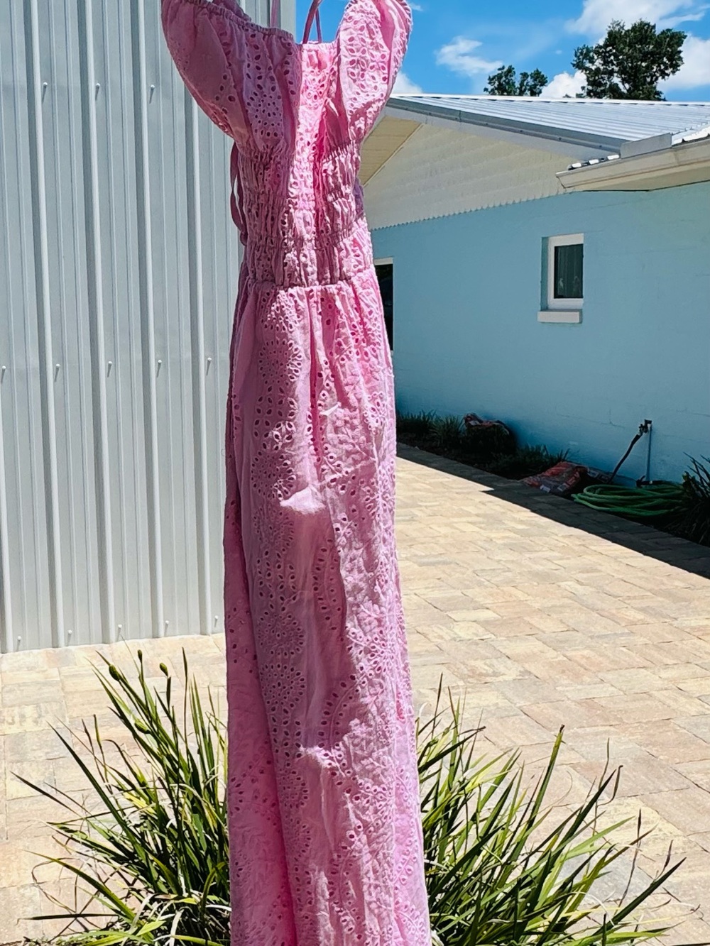 MELLODAY Pink Eyelet Summer Maxi